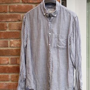 Express Slim Soft Small Men's blue white Shirt
